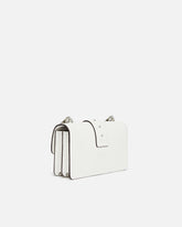 Mini Love Bag One shoulder bag in leather with turquoise buckle - White | Pinko