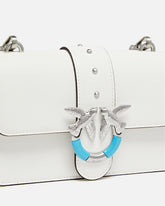 Mini Love Bag One shoulder bag in leather with turquoise buckle - White | Pinko