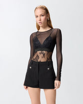 Body-Pullover aus Tüll und Spitze - | Pinko
