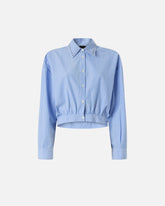 Cropped striped shirt with jewel collar - | Pinko