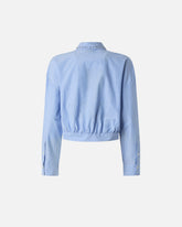 Cropped striped shirt with jewel collar - | Pinko