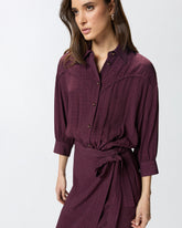 Midikleid mit hemdähnlichem Oberteil und Gürtel - | Pinko
