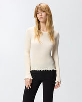 Ribbed sweater with jewel edges - | Pinko