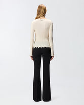Gerippter Pullover mit Schmuckrändern - | Pinko