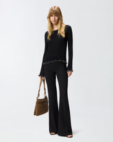 Ribbed sweater with jewel edges - | Pinko
