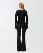 Ribbed sweater with jewel edges - | Pinko