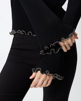 Ribbed sweater with jewel edges - | Pinko