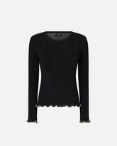 Ribbed sweater with jewel edges - | Pinko
