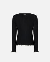 Ribbed sweater with jewel edges - | Pinko