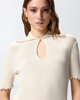 Gerippter Pullover mit Schmuckrändern - | Pinko