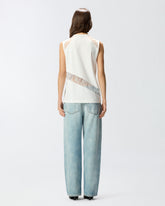 Sleeveless top with lace details - | Pinko