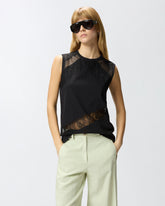 Sleeveless top with lace details - | Pinko