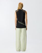 Sleeveless top with lace details - | Pinko