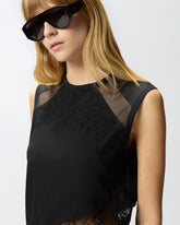 Sleeveless top with lace details - | Pinko