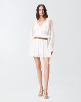 Mini dress with long sleeves and lace details - | Pinko