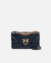 Love Bag One medium shoulder bag in chevron leather and nappa with triple chain - Dark Grey | Pinko