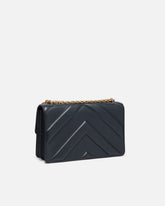 Love Bag One medium shoulder bag in chevron leather and nappa with triple chain - | Pinko