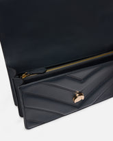 Love Bag One medium shoulder bag in chevron leather and nappa with triple chain - Dark Grey | Pinko