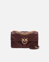 Love Bag One medium shoulder bag in chevron leather and nappa with triple chain - | Pinko