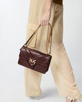 Love Bag One medium shoulder bag in chevron leather and nappa with triple chain - | Pinko