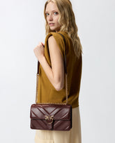Love Bag One medium shoulder bag in chevron leather and nappa with triple chain - | Pinko