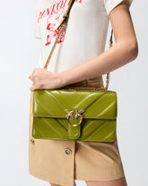 Love Bag One medium shoulder bag in chevron leather and nappa with triple chain - | Pinko