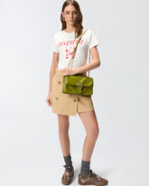 Love Bag One medium shoulder bag in chevron leather and nappa with triple chain - | Pinko