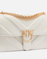 Love Bag One medium shoulder bag in chevron leather and nappa with triple chain - | Pinko