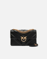 Love Bag One medium shoulder bag in chevron leather and nappa with triple chain - | Pinko