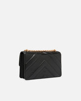 Love Bag One medium shoulder bag in chevron leather and nappa with triple chain - Black | Pinko