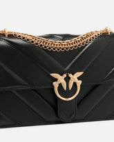 Love Bag One medium shoulder bag in chevron leather and nappa with triple chain - | Pinko