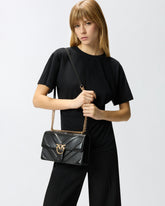 Love Bag One medium shoulder bag in chevron leather and nappa with triple chain - | Pinko
