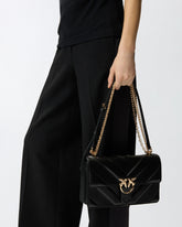 Love Bag One medium shoulder bag in chevron leather and nappa with triple chain - | Pinko