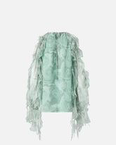 Silk blouse with rose print and open shoulders - | Pinko