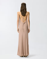 Long slip dress with rhinestones - Dove grey | Pinko