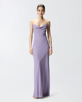 Langes Slipdress-Kleid mit Strass - Flieder | Pinko