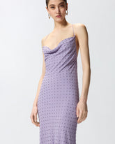 Langes Slipdress-Kleid mit Strass - Flieder | Pinko