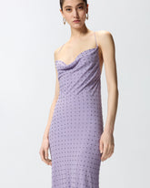 Long slip dress with rhinestones - Lilac | Pinko