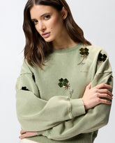 Sweatshirt mit Schmuckblumen - Grün | Pinko
