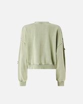 Sweatshirt mit Schmuckblumen - Grün | Pinko