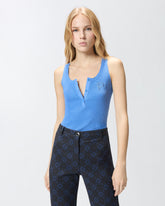 Ribbed sleeveless top with monogram - | Pinko