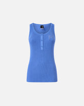 Ribbed sleeveless top with monogram - | Pinko