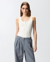 Ribbed sleeveless top with monogram - | Pinko