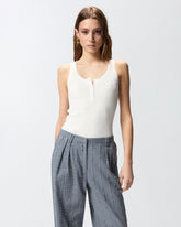 Ribbed sleeveless top with monogram - | Pinko