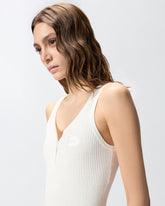 Ribbed sleeveless top with monogram - | Pinko