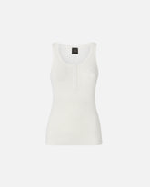 Ribbed sleeveless top with monogram - | Pinko