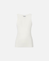 Ribbed sleeveless top with monogram - | Pinko