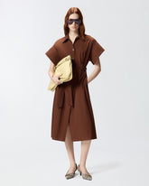 Midi shirt dress with belt - | Pinko