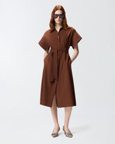 Midi shirt dress with belt - | Pinko