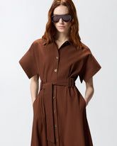 Midi shirt dress with belt - | Pinko